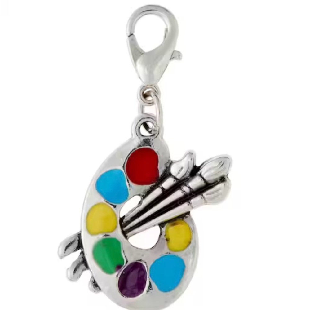 Silver Artist Palette Charm with Colorful Accents